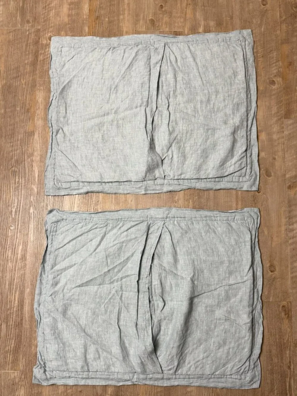 Pottery Barn Belgian Flax Linen Diamond Quilted Chambray Standard Shams Set of 2
